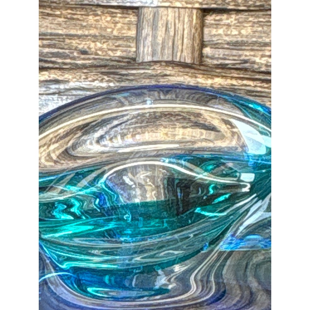 Vintage Murano Style Art Glass Ruffled Bowl Cobalt Blue Emerald Green 7 Inch - Picture 7 of 9
